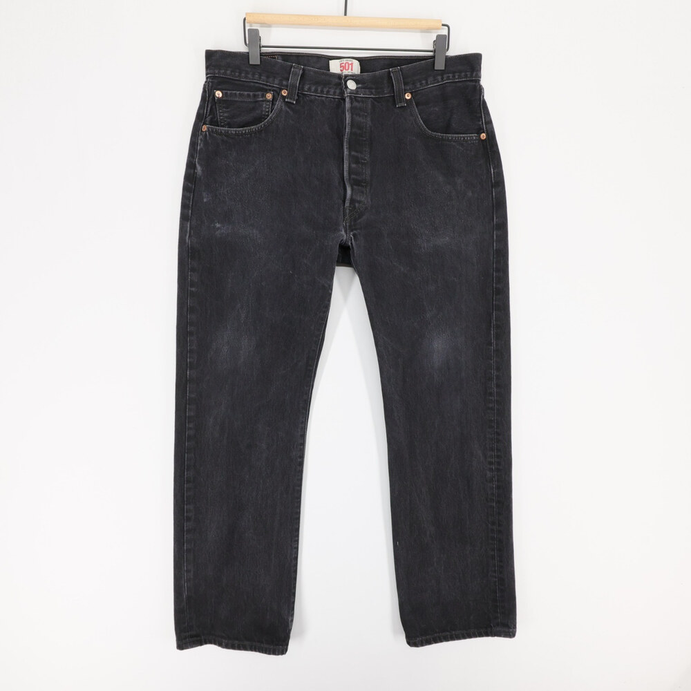 Levis 501 Jeans Mens 36x32 Black Straight Leg Button Fly Denim Original Fit
